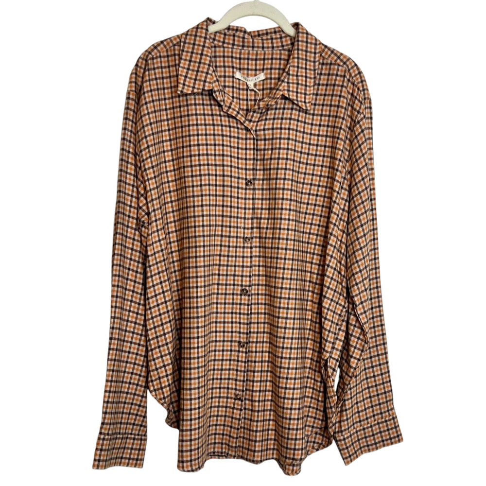 Juniors Copper Key Flannel Shirt XL Autumn Plaid Long Sleeve Cotton Blend NEW